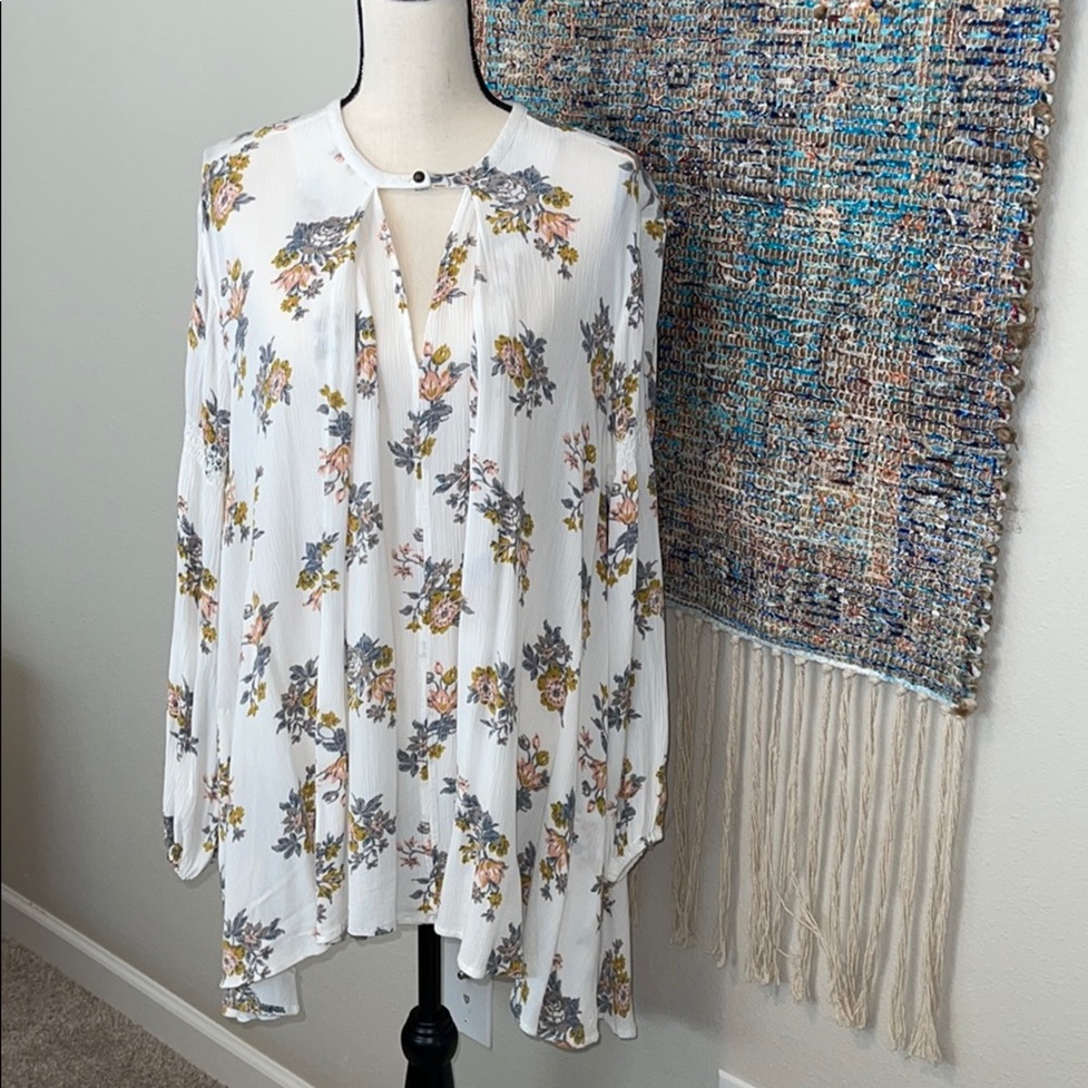 Free People flowered long sleeved top